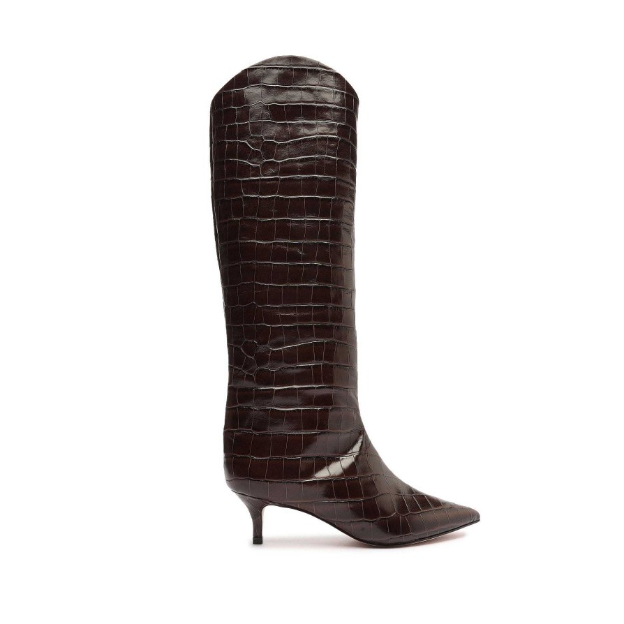 Maryana Lo Lederstiefel Mit Krokodilpragung | Schutz Shoes Wholesale