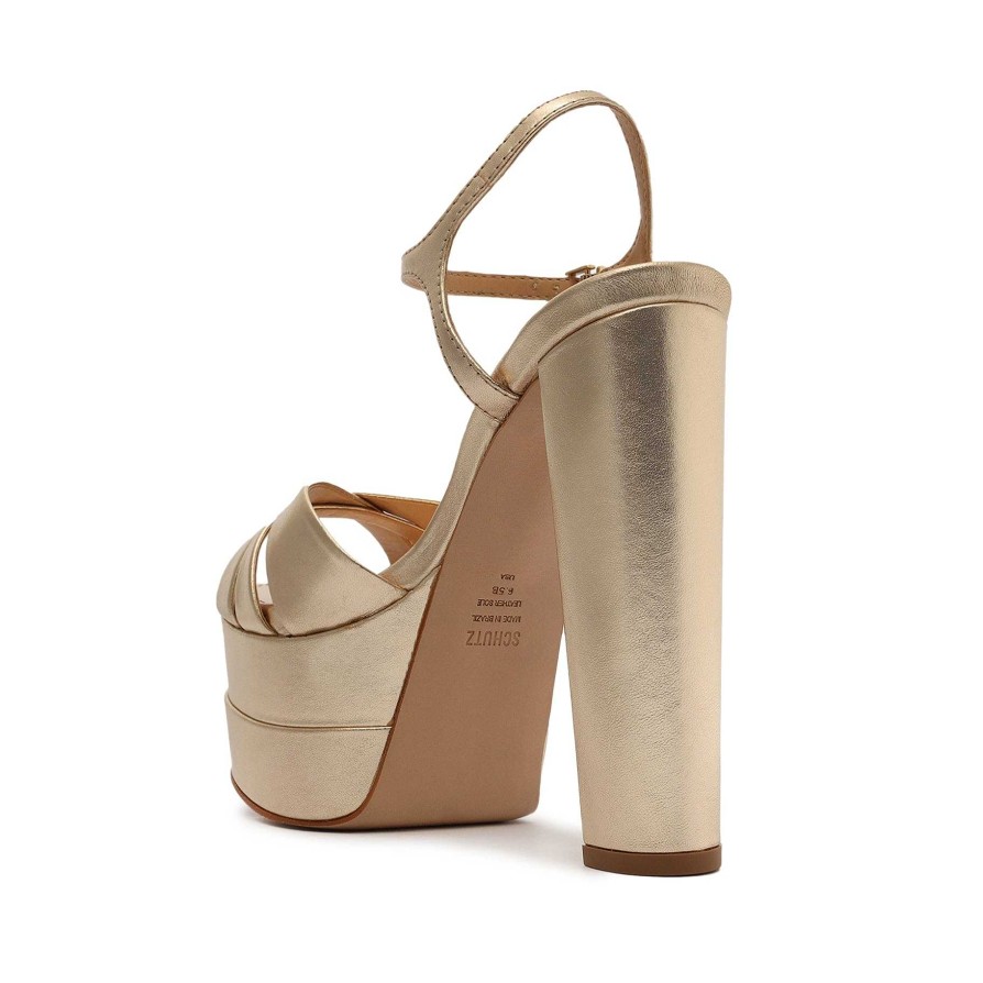 Keefa Hohe Sandale Aus Metallic-Leder | Schutz Shoes Hot