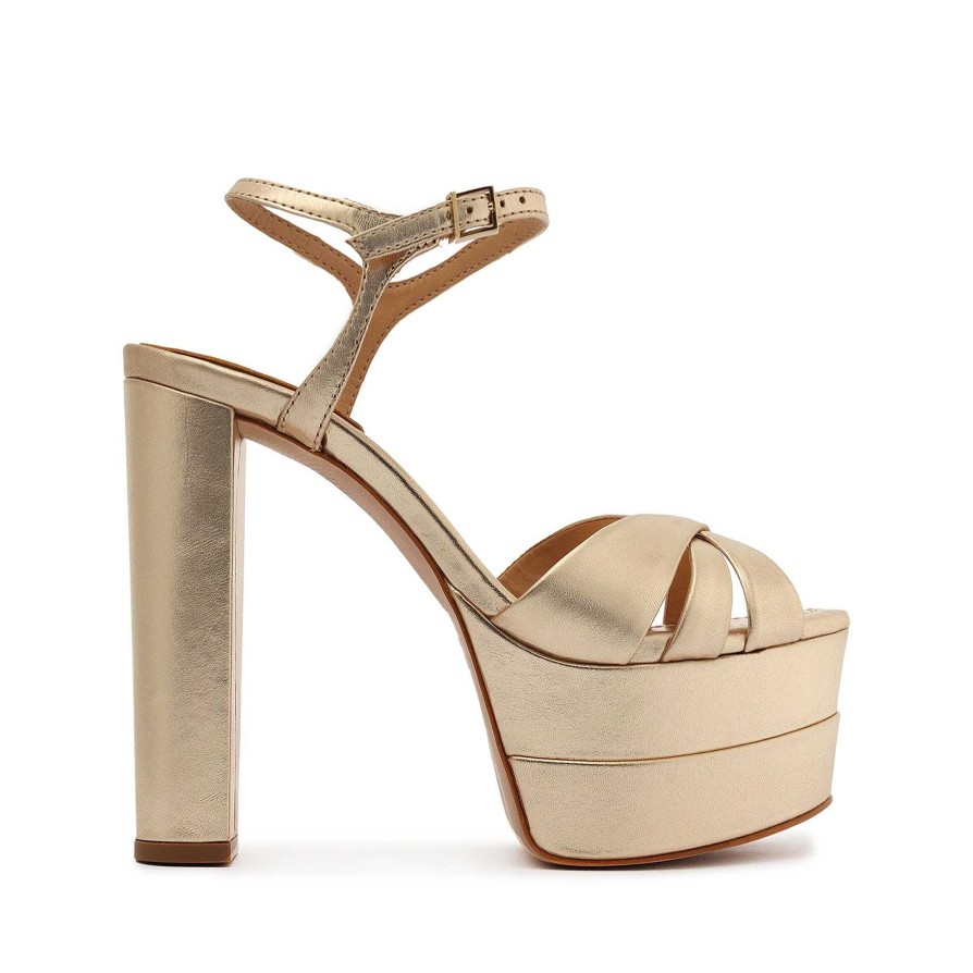 Keefa Hohe Sandale Aus Metallic-Leder | Schutz Shoes Hot